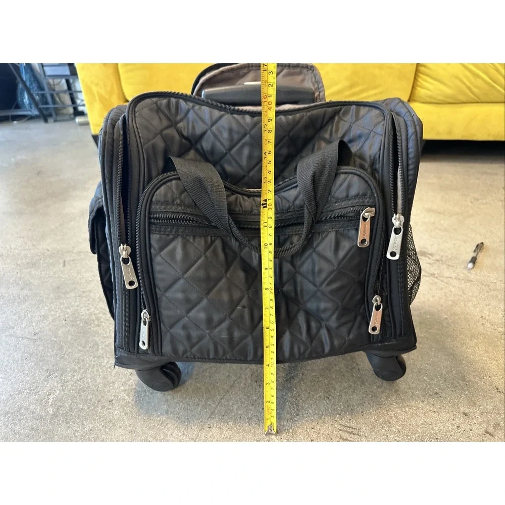 Athalon Rolling Bag Black Multi-Pocket/Zip Weekender Travel Extendable Handle